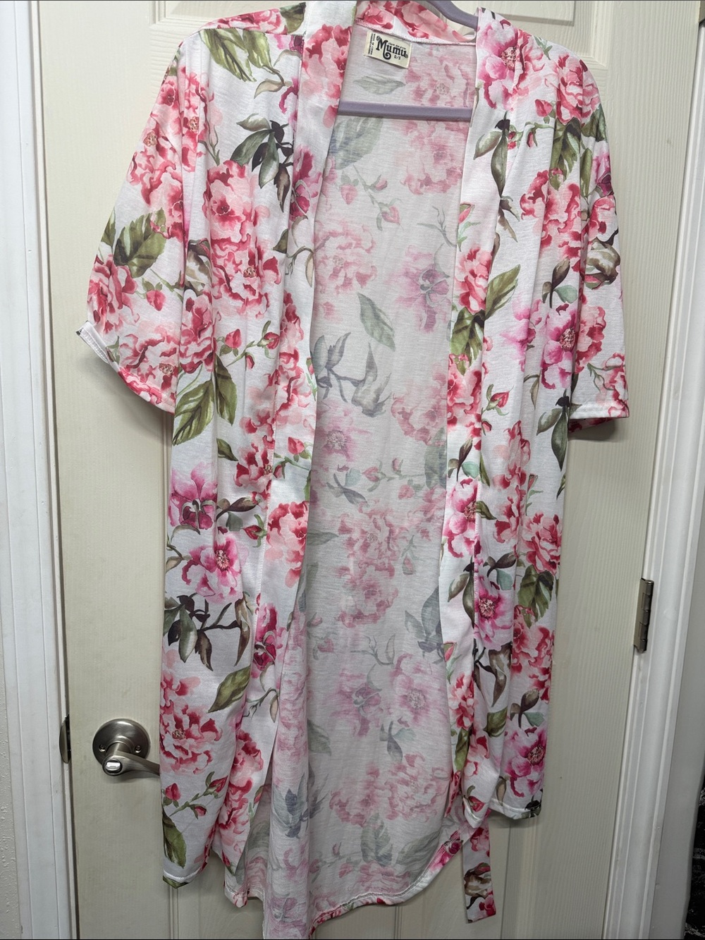 Show Me Your MuMu White Floral Kimono Robe in Pink & Green